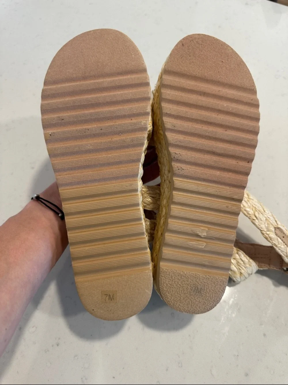 Fringed Raffia Platform Espadrille Sandals - Natural